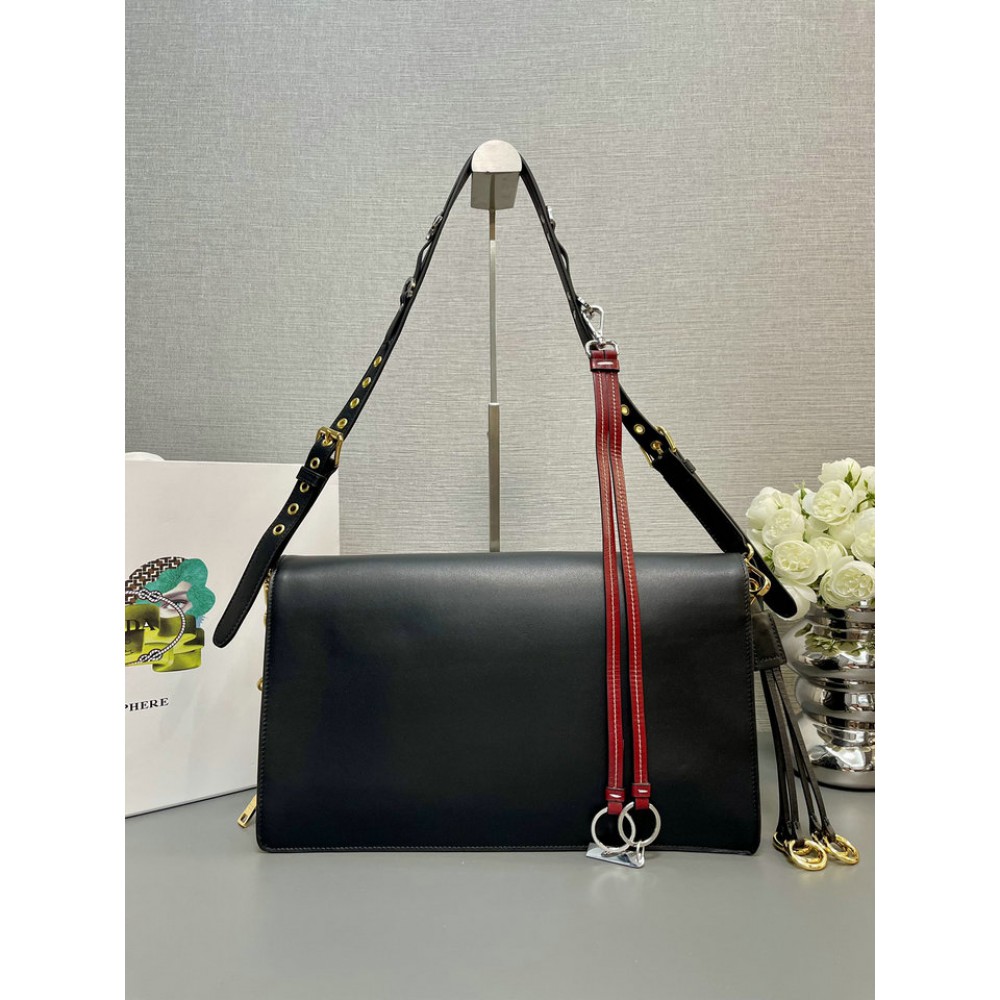 Prada Soft Sound large leather shoulder bag with charms 35x19.5x10.5cm Bags