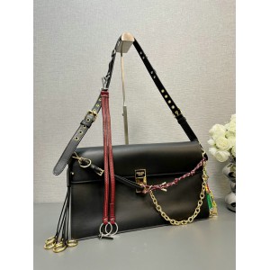 Prada Soft Sound large leather shoulder bag with charms 35x19.5x10.5cm Bags