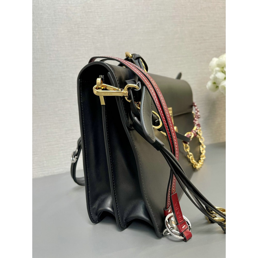 Prada Soft Sound large leather shoulder bag with charms 35x19.5x10.5cm Bags