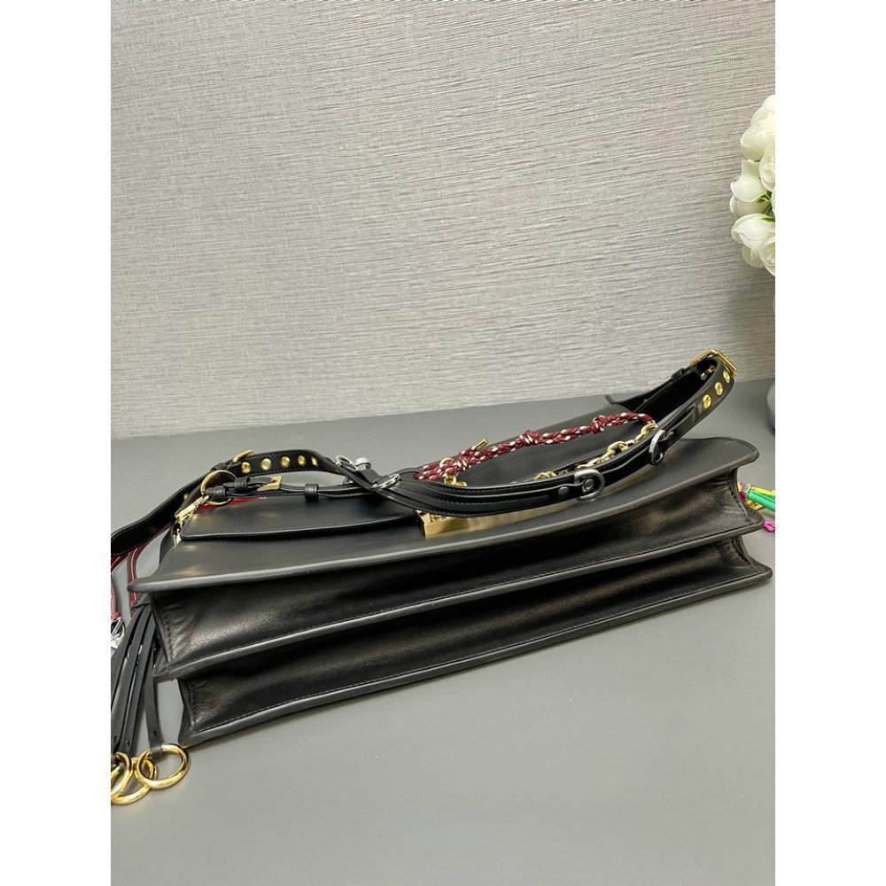 Prada Soft Sound large leather shoulder bag with charms 35x19.5x10.5cm Bags