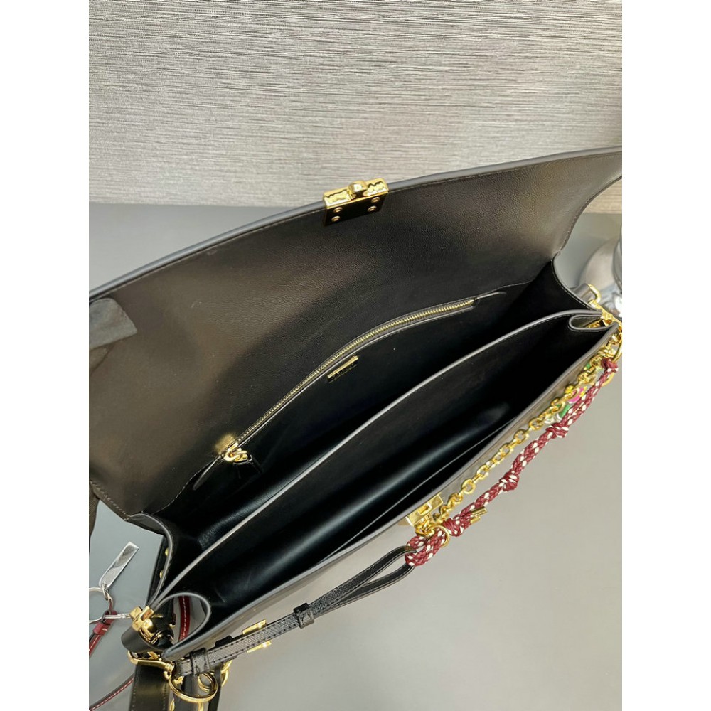 Prada Soft Sound large leather shoulder bag with charms 35x19.5x10.5cm Bags