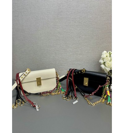 Prada Soft Sound small leather shoulder bag with charms 24x13.5x6cm