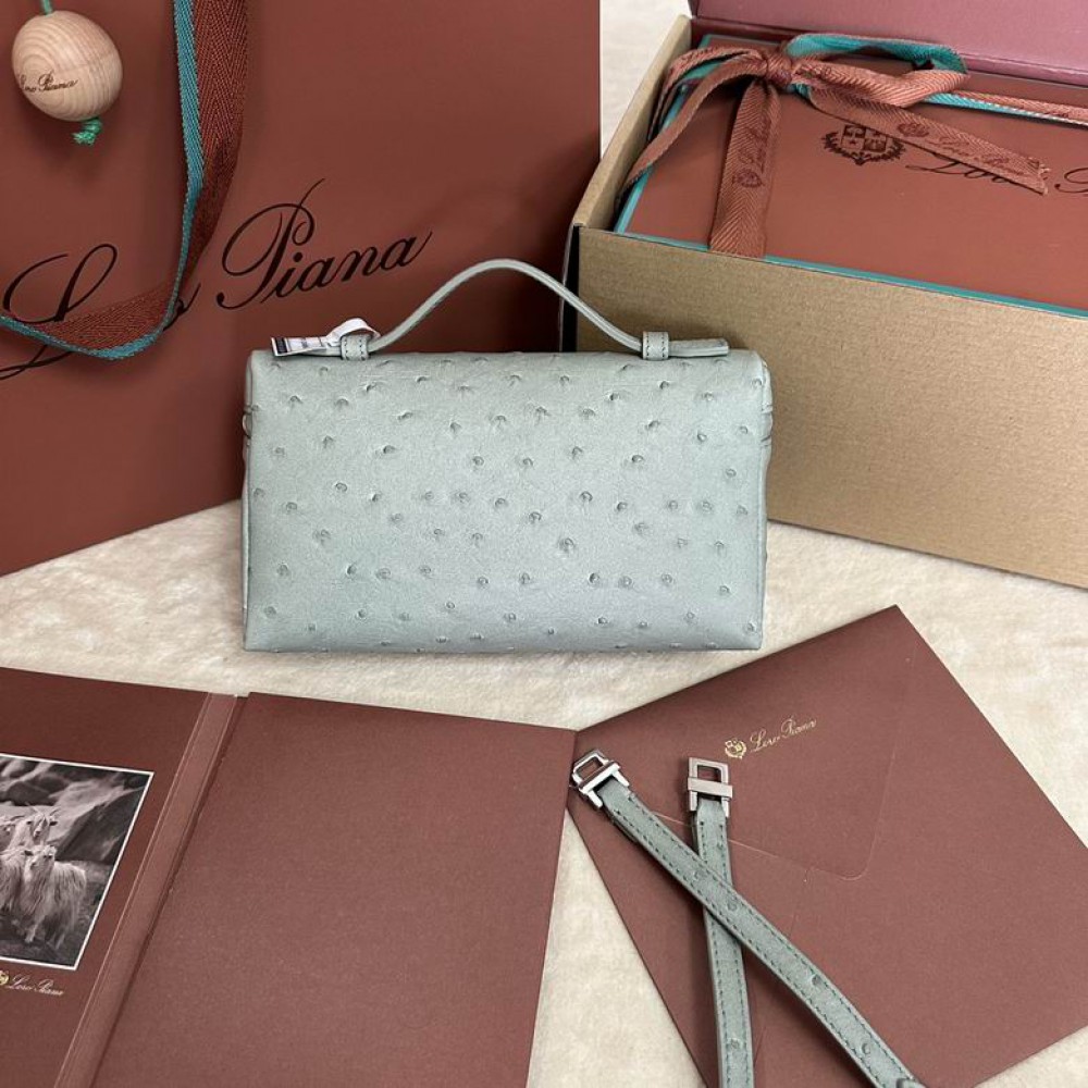 Loro Piana Extra Pocket L19 11 x 19 x 6,5 cm ostrich leather 