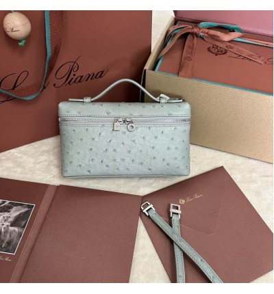 Loro Piana Extra Pocket L19 11 x 19 x 6,5 cm ostrich leather