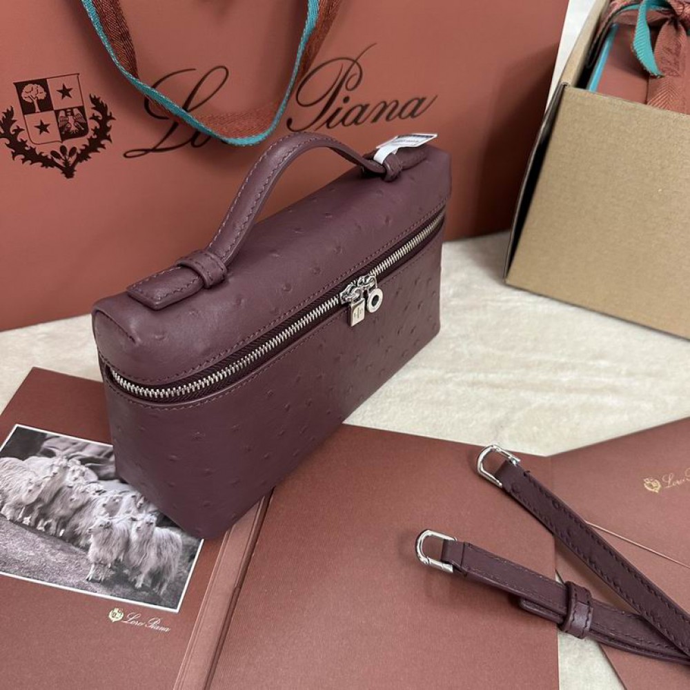 Loro Piana Extra Pocket L19 11 x 19 x 6,5 cm ostrich leather 