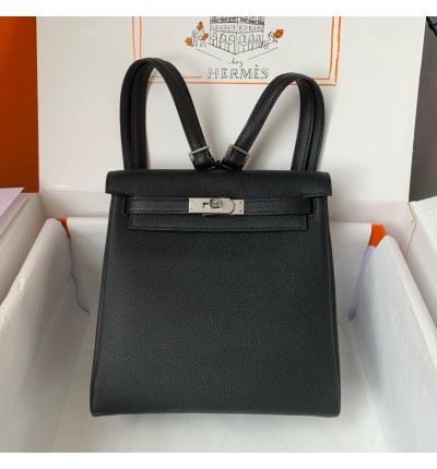 Hermès Kelly Ado backpack in black togo leather 22X22X10CM