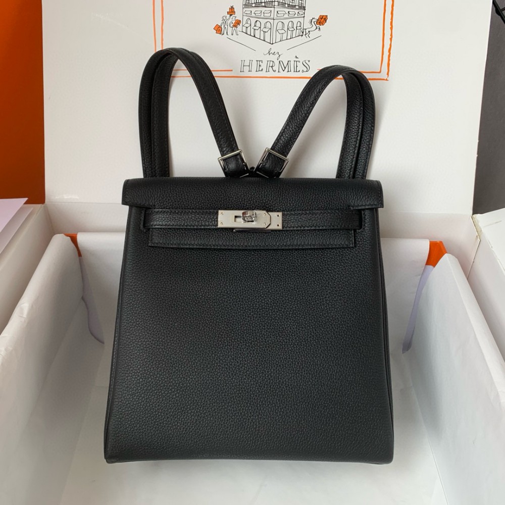 Hermès Kelly Ado backpack in black togo leather 22X22X10CM Bags
