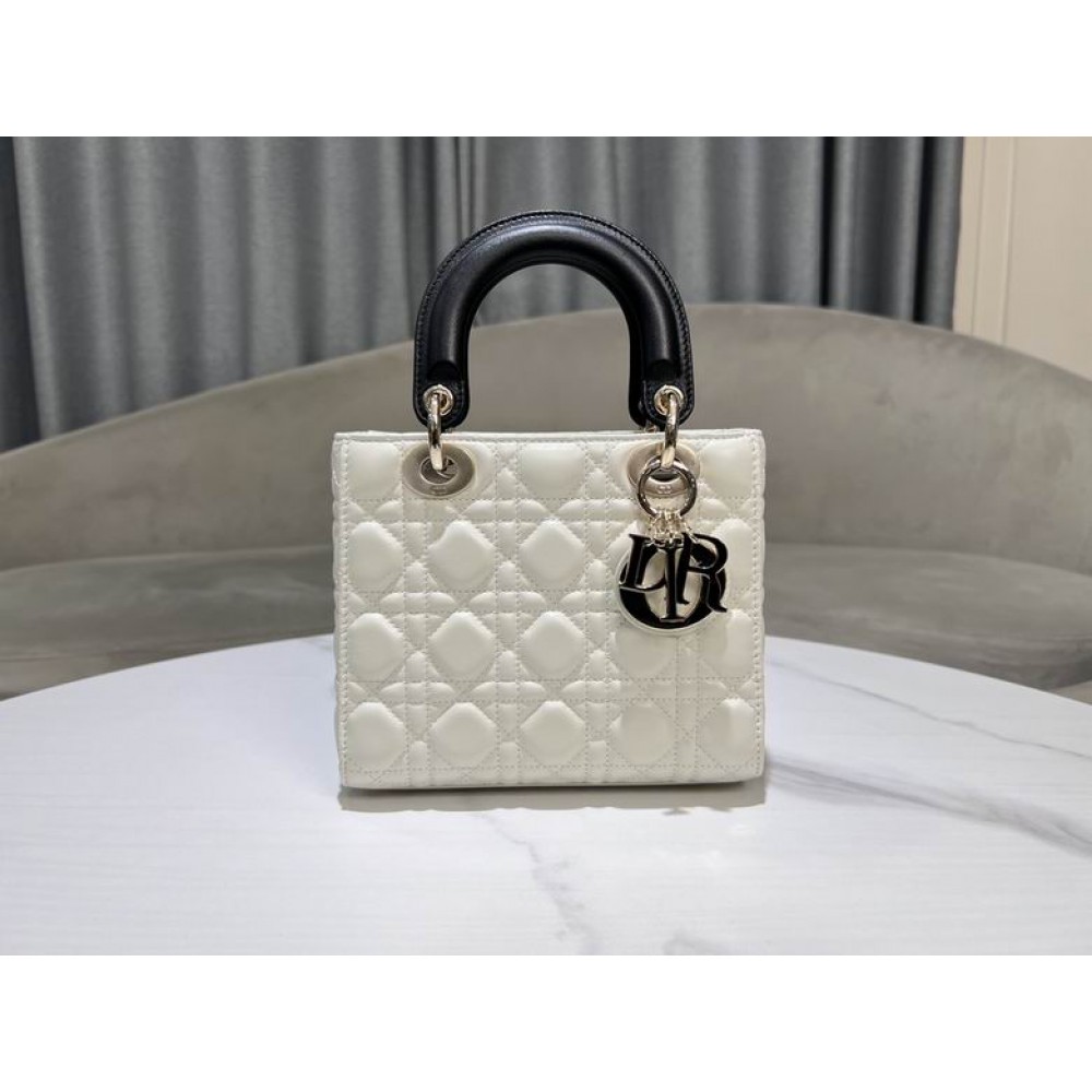 Dior lady small size 20x17x8cm lampskin leather Bags