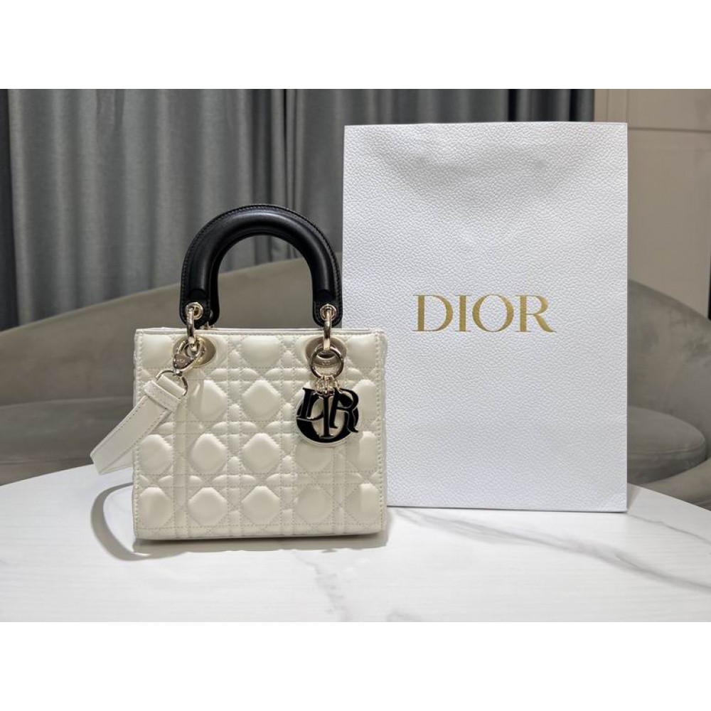 Dior lady small size 20x17x8cm lampskin leather Bags