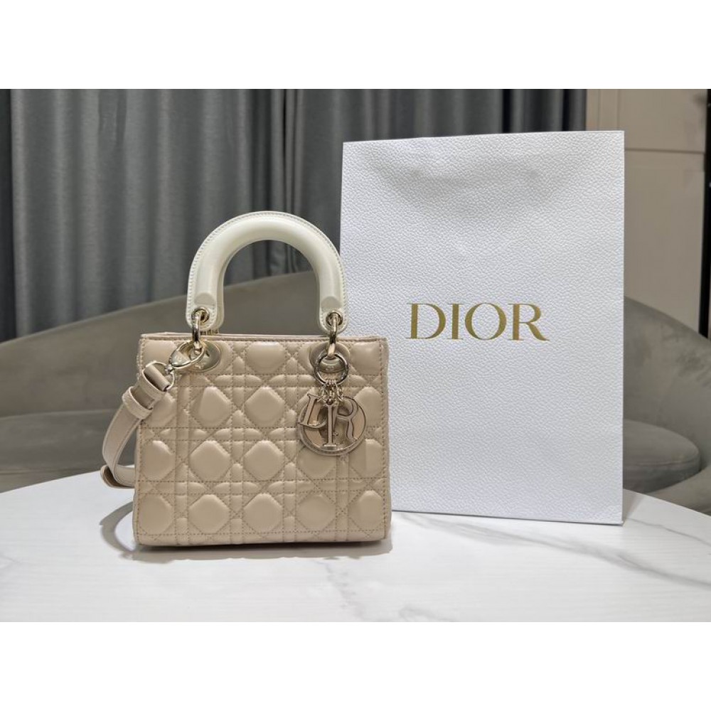 Dior lady small size 20x17x8cm lampskin leather Bags