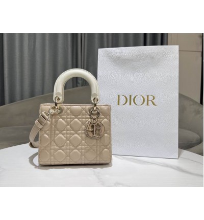 Dior lady small size 20x17x8cm lampskin leather