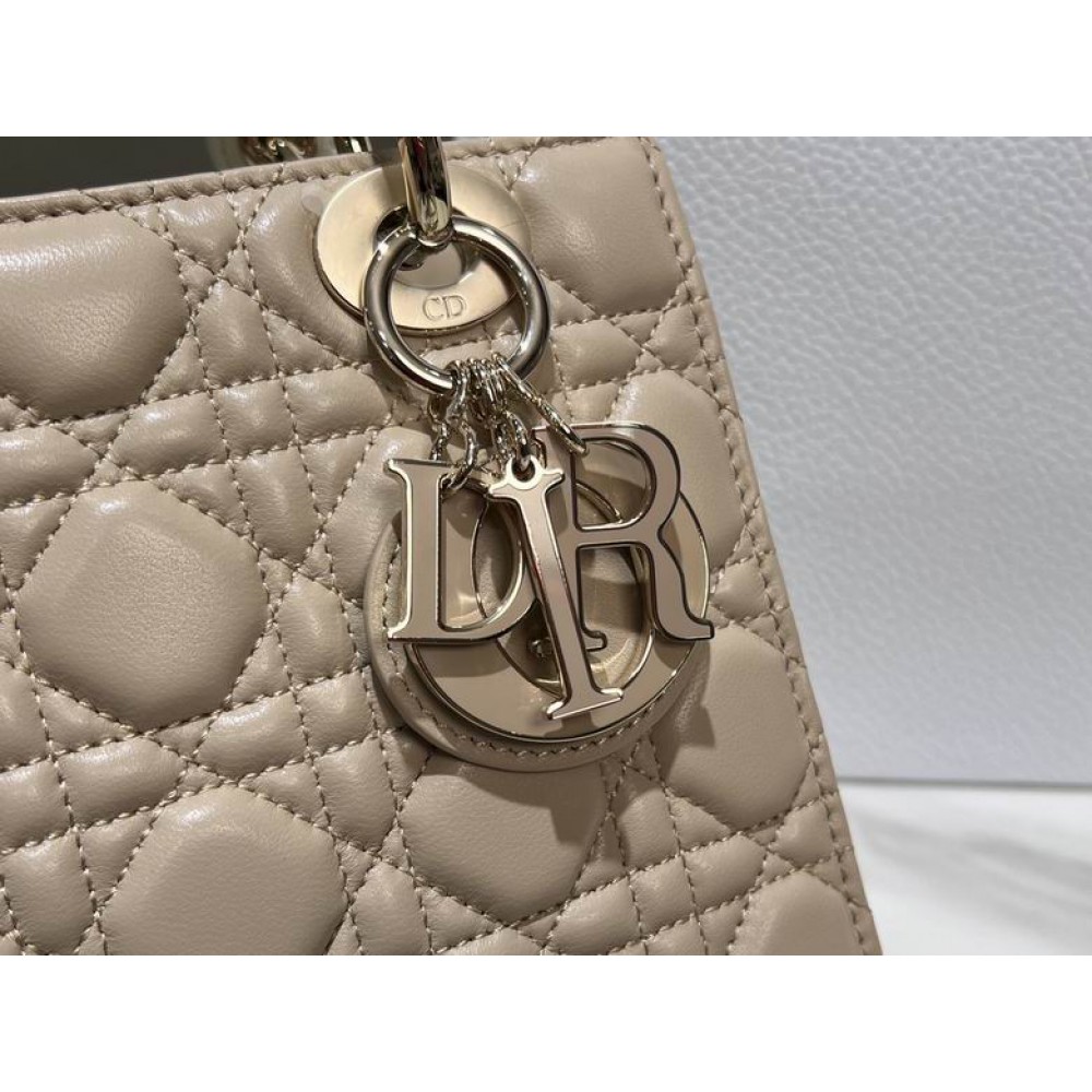 Dior lady small size 20x17x8cm lampskin leather Bags