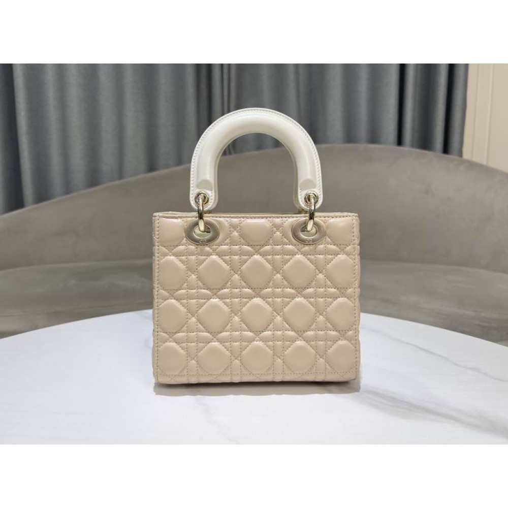 Dior lady small size 20x17x8cm lampskin leather Bags