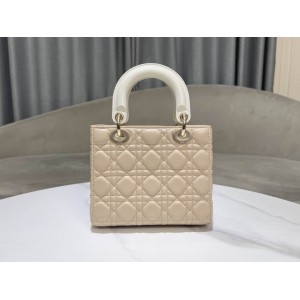Dior lady small size 20x17x8cm lampskin leather Bags