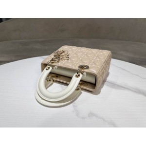 Dior lady small size 20x17x8cm lampskin leather Bags