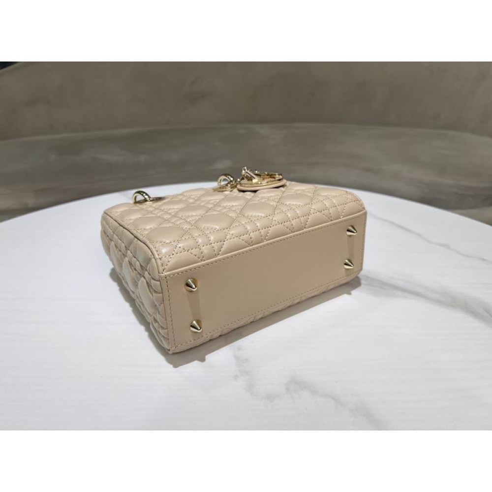 Dior lady small size 20x17x8cm lampskin leather Bags