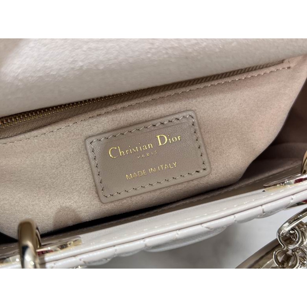 Dior lady small size 20x17x8cm lampskin leather Bags