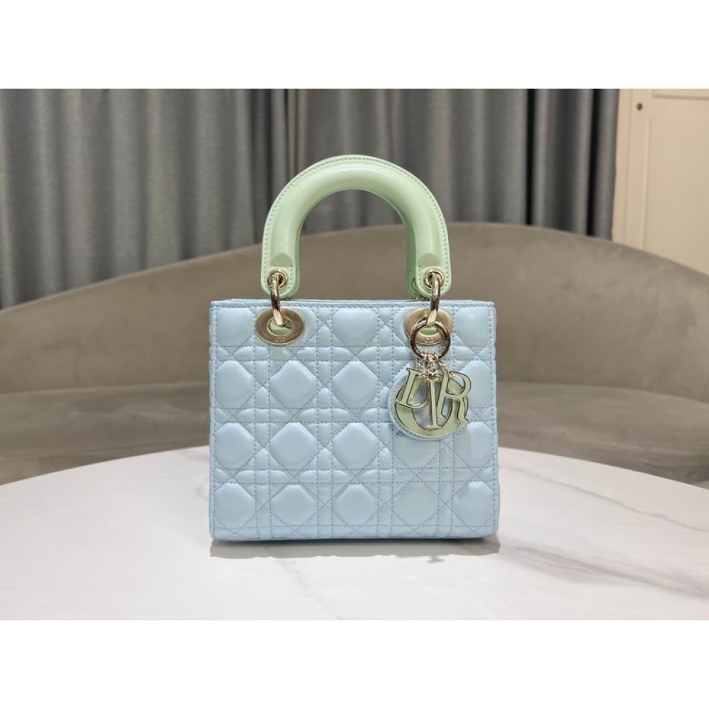 Dior lady small size 20x17x8cm lampskin leather Bags