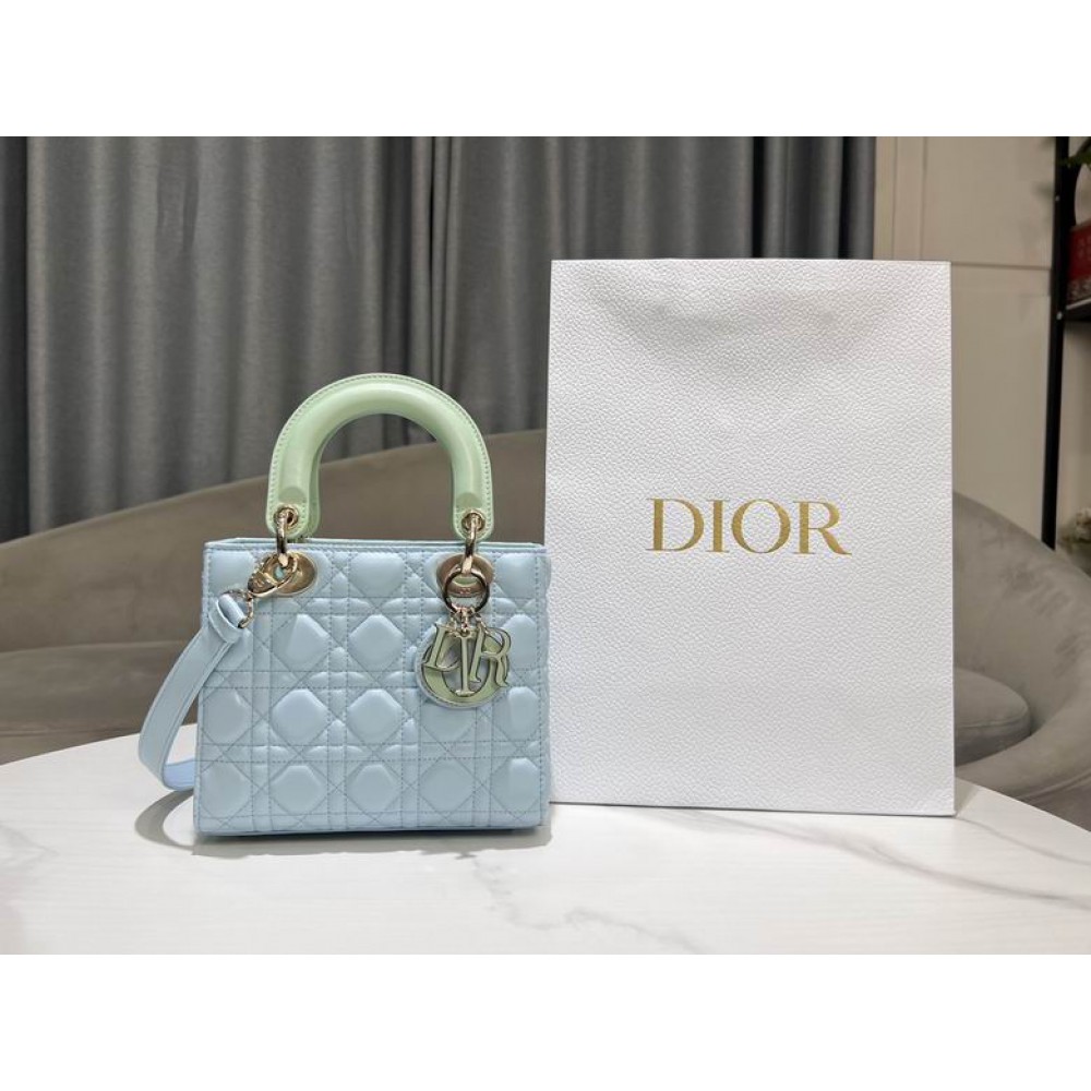 Dior lady small size 20x17x8cm lampskin leather Bags
