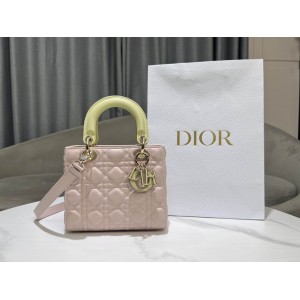 Dior lady small size 20x17x8cm lampskin leather Bags