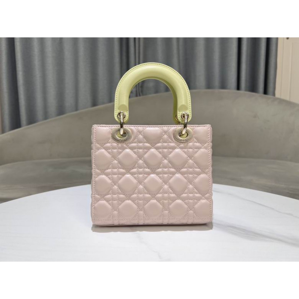 Dior lady small size 20x17x8cm lampskin leather Bags