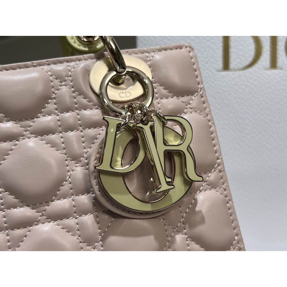 Dior lady small size 20x17x8cm lampskin leather Bags