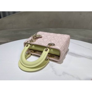 Dior lady small size 20x17x8cm lampskin leather Bags