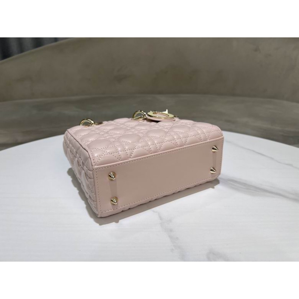 Dior lady small size 20x17x8cm lampskin leather Bags