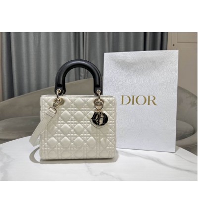 Dior lady medium size 24x20x11cm lampskin leather