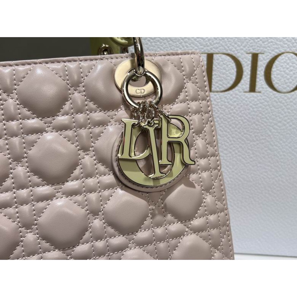Dior lady medium size 24x20x11cm lampskin leather Bags