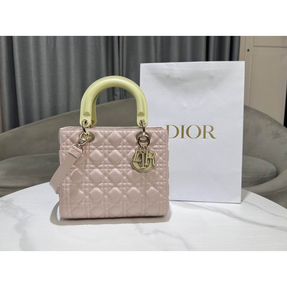 Dior lady medium size 24x20x11cm lampskin leather Bags