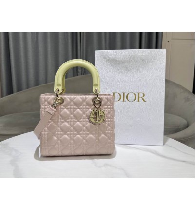Dior lady medium size 24x20x11cm lampskin leather
