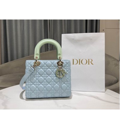 Dior lady medium size 24x20x11cm lampskin leather