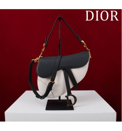 Dior Saddle Bag with Strap two tone 25.5 x 20 x 6.5 cm