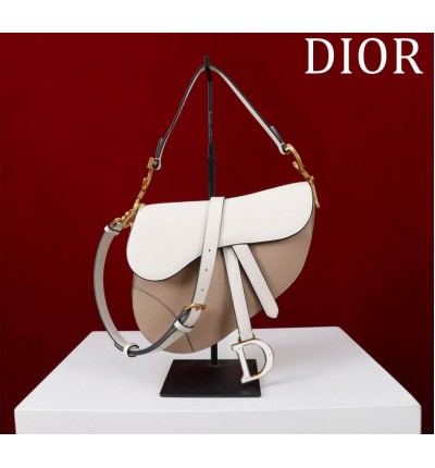 Dior Saddle Bag with Strap two tone 25.5 x 20 x 6.5 cm