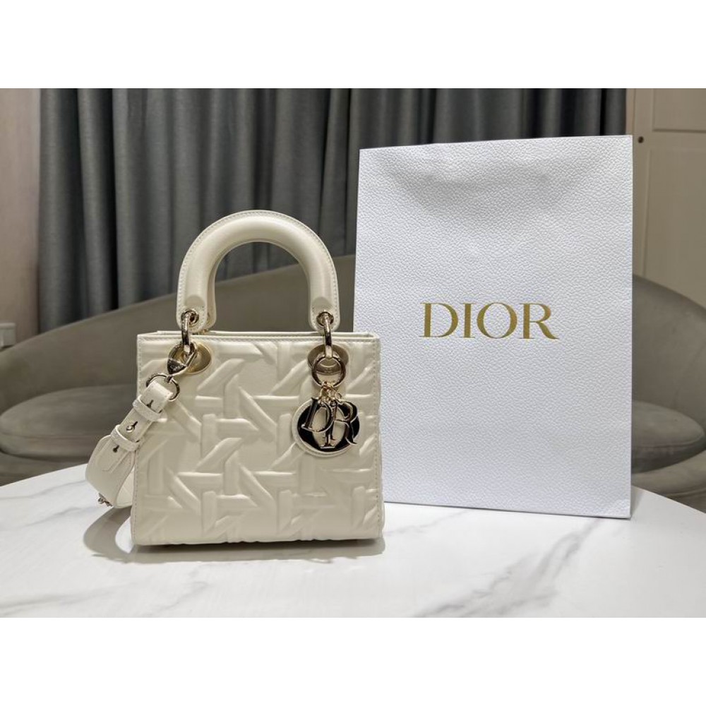 Dior lady small size 20x17x8cm lampskin leather Bags