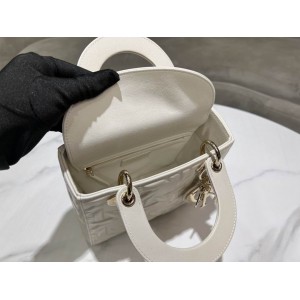 Dior lady small size 20x17x8cm lampskin leather Bags