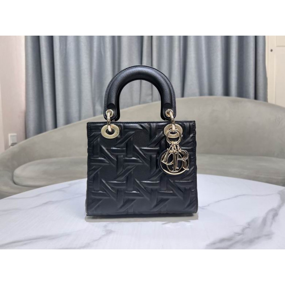 Dior lady small size 20x17x8cm lampskin leather Bags