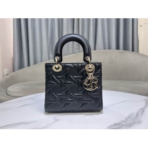 Dior lady small size 20x17x8cm lampskin leather Bags