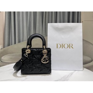 Dior lady small size 20x17x8cm lampskin leather Bags