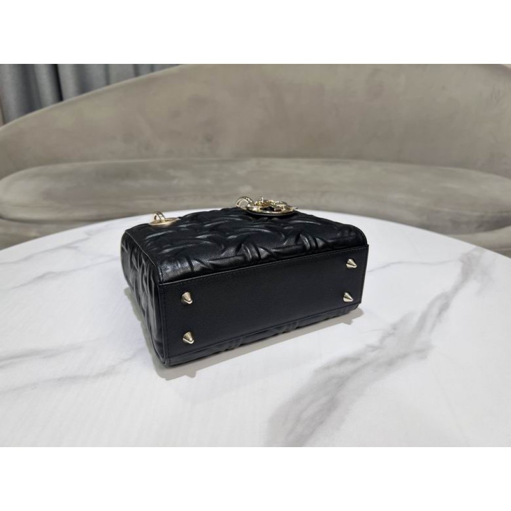 Dior lady small size 20x17x8cm lampskin leather Bags