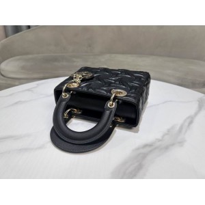 Dior lady small size 20x17x8cm lampskin leather Bags