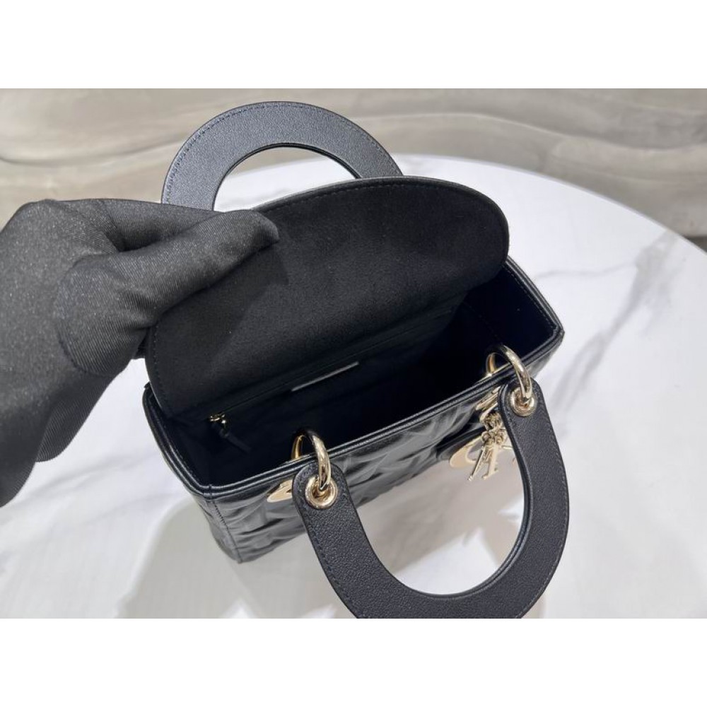 Dior lady small size 20x17x8cm lampskin leather Bags