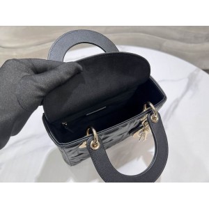 Dior lady small size 20x17x8cm lampskin leather Bags