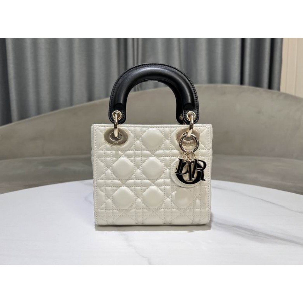 Dior lady mini size 17x15cm lampskin leather Bags