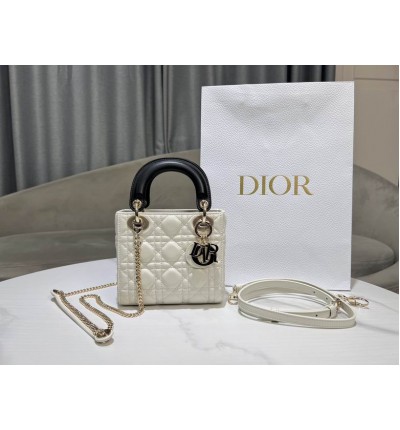 Dior lady mini size 17x15cm lampskin leather