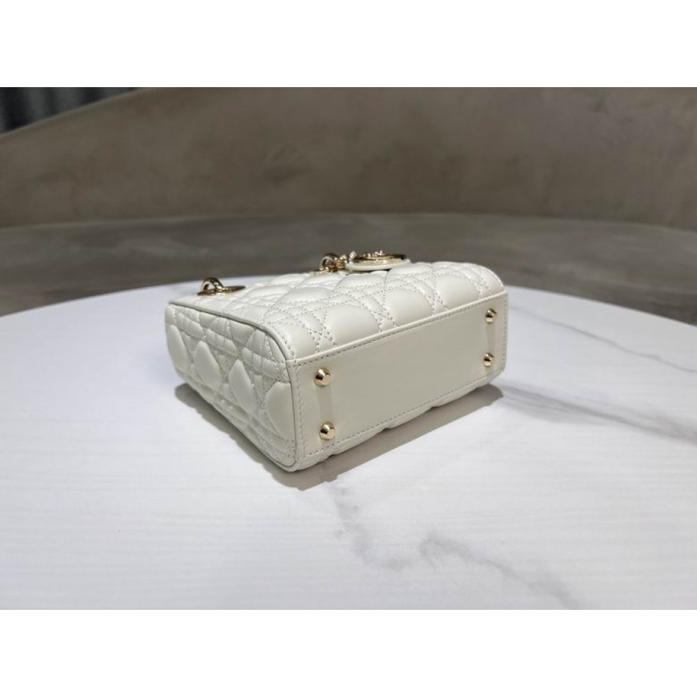 Dior lady mini size 17x15cm lampskin leather Bags