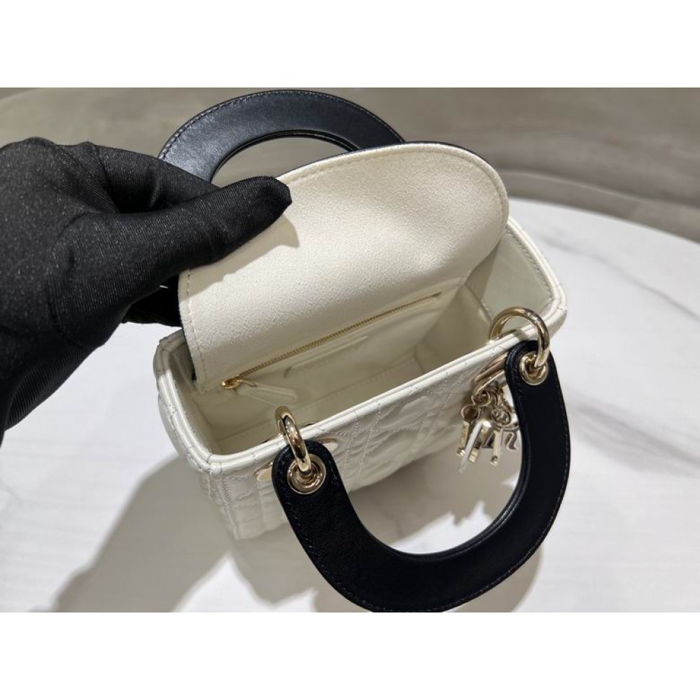 Dior lady mini size 17x15cm lampskin leather Bags