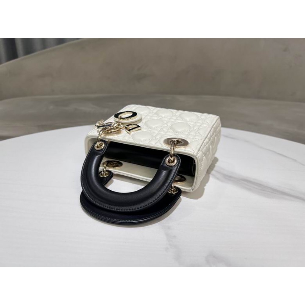 Dior lady mini size 17x15cm lampskin leather Bags