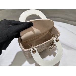 Dior lady mini size 17x15cm lampskin leather Bags